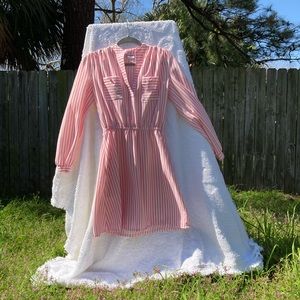 Vintage Sears Pink Striped Shirt Dress